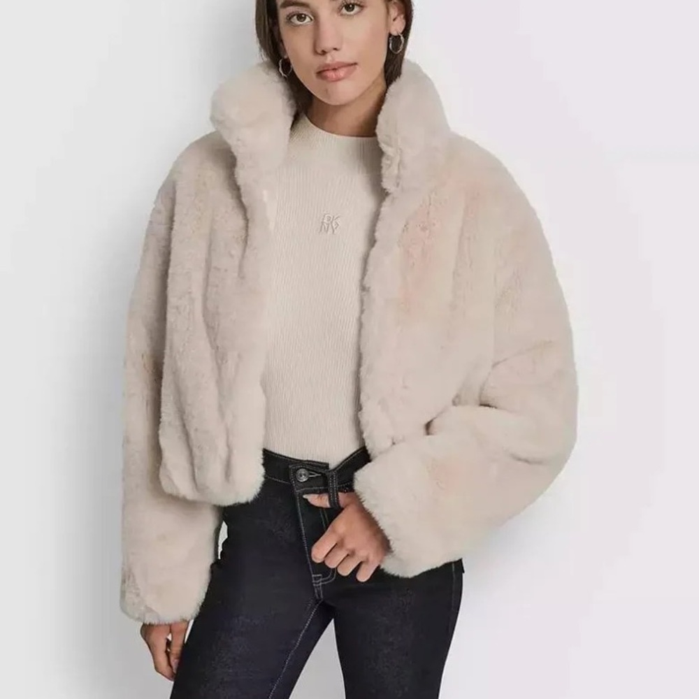 DKNYC Cream Faux Fur Jacket